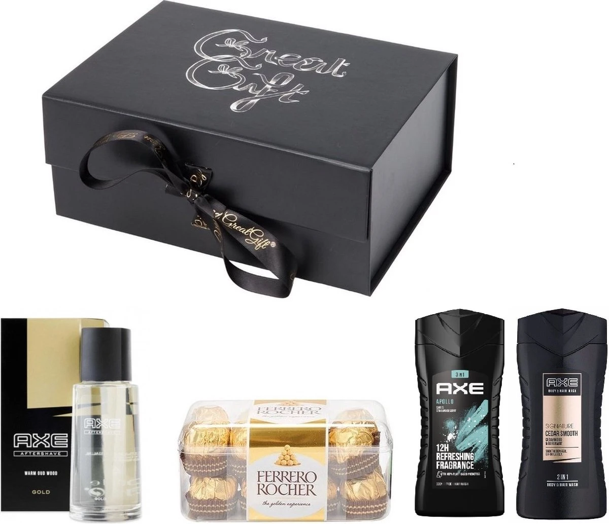 GreatGift® - Cadeaupakket Voor Hem - AXE Geschenkset- Ferrero Rocher - Vaderdag - Voor Mannen - Cadeau Voor Hem - Cadeau - In Luxe Giftbox 3 GreatGift® - Cadeaupakket Voor Hem - AXE Geschenkset- Ferrero Rocher - Vaderdag - Voor Mannen - Cadeau Voor Hem - Cadeau - In Luxe Giftbox