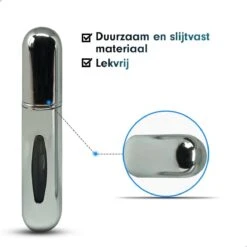 MaxedMore Navulbare Parfumverstuiver 5ml Zilver - 65 Keer Spraybare Parfum Verstuiver - Hervulbaar Tasverstuiver Voor Parfum - Meeneem Mini Geur Flesje Voor Op Reis - Lipstick Formaat Navulbaar Parfumflesje -Damesparfum Winkel 1200x1200 313