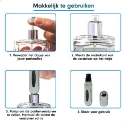 MaxedMore Navulbare Parfumverstuiver 5ml Zilver - 65 Keer Spraybare Parfum Verstuiver - Hervulbaar Tasverstuiver Voor Parfum - Meeneem Mini Geur Flesje Voor Op Reis - Lipstick Formaat Navulbaar Parfumflesje -Damesparfum Winkel 1200x1200 315