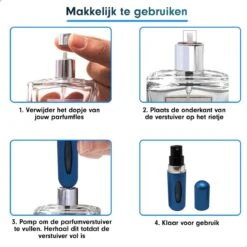 MaxedMore Navulbare Parfumverstuiver 5ml Blauw - 65 Keer Spraybare Parfum Verstuiver - Hervulbaar Tasverstuiver Voor Parfum - Meeneem Mini Geur Flesje Voor Op Reis - Lipstick Formaat Navulbaar Parfumflesje -Damesparfum Winkel 1200x1200 376