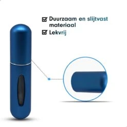 MaxedMore Navulbare Parfumverstuiver 5ml Blauw - 65 Keer Spraybare Parfum Verstuiver - Hervulbaar Tasverstuiver Voor Parfum - Meeneem Mini Geur Flesje Voor Op Reis - Lipstick Formaat Navulbaar Parfumflesje -Damesparfum Winkel 1200x1200 377