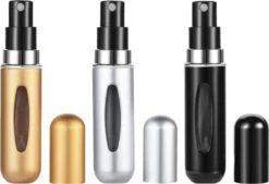 Merkloos Hervulbare Parfumflesjes - Goud + Zilver + Zwart - 5ML - Verstuiver - Navulbaar