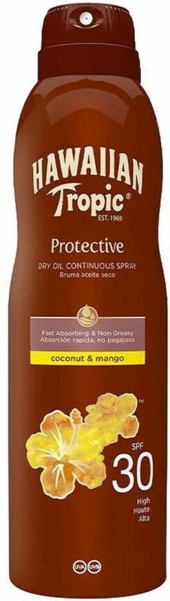Zonnebrand Spray Hawaiian Tropic SPF 30 Kokosnoot Mango (180 Ml) -Damesparfum Winkel 340x1200