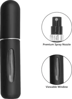 Merkloos Hervulbaar Parfumflesje - Zwart - 5ML - Verstuiver - Navulbaar -Damesparfum Winkel 869x1200